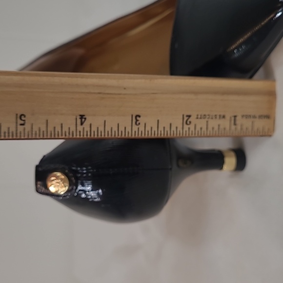 JRenee Black Braidy Crinkle Patent Leather Dress Pumps Size 7M Gold Accent Heel - Picture 4 of 10